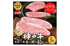 お中元 神戸牛 ステーキ食べ比べBセット 計5枚（850g） 御中元【お肉・牛肉】ロースステーキ200g×2枚 モモ赤身ランプステーキ150g×3枚 キャンプ BBQ バーベキュー アウトドア