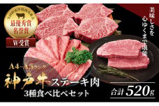 神戸牛 ステーキ & サーロイン 焼きしゃぶ ヒレ モモ 3種食べ比べ Eセット 計6枚（520g） ヘレ モモ赤身 牛肉 和牛 お肉 ステーキ肉 焼肉 焼き肉 黒毛和牛 福袋 冷凍