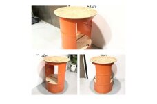 テーブル ドラム缶リメイク　テーブル縦型 家具 インテリア 机 ドラム缶 リメイク 唯一無二 ワイルド キュート デザイン 飲食店 雑貨屋 アパレルショップ オシャレ  加西市 兵庫県