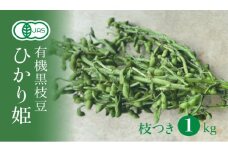 【2025年秋穫れ！有機黒枝豆】丹波黒の後継品種「ひかり姫」枝付き1kg 朝採り 黒枝豆 豆 マメ 産地直送 おつまみ つまみ 兵庫 先行 予約