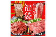 特別寄附額 神戸牛赤身焼肉500g＋すき焼肉500g  1kg 福袋  A4以上 神戸ビーフ ヒライ牧場 ハッピーバッグ ニューイヤー 新年 年始特別 神戸牛 但馬牛 焼肉 すき焼き 霜降り 小分け お肉 牛肉 和牛 詰め合わせ  改定前