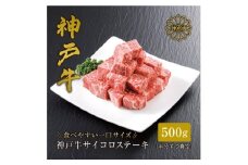 ★レビューキャンペーン実施中★＜神戸牛＞サイコロステーキ 500g【1313141】