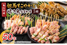 焼き鳥セット おまかせ5種盛り合わせ(もも・ももねぎ・生皮・ハラミなど)50本【1615123】