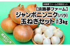 【淡路夢ファーム】　ジャンボニンニク（バラ）・玉ねぎセット3kg