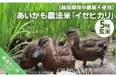 令和6年産　イセヒカリ　５kg　玄米〈栽培期間中農薬不使用　あいがも農法米〉