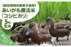 令和6年産　コシヒカリ　５Kg　玄米　栽培期間中農薬不使用　あいがも農法米