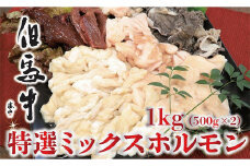 もつ鍋にも！【但馬牛】特選ミックスホルモン１㎏（500g×２パック）