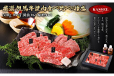 厳選 但馬牛焼肉食べ比べ5種盛＜500g＞　タレ付(醤油タレ、味噌タレ)【5786199】但馬牛 牛肉 ロース カルビ バラ モモ 焼肉 バーベキュー ギフト お祝い 記念日 プレゼント 朝来市 生野 生野高原 カッセル ナチュラルリゾートオーベルジュ