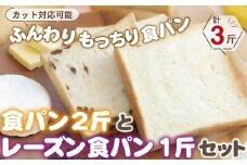【4枚切り】ふんわりもっちり食パン2斤とたっぷりレーズン食パン1斤セット 食パン パン ぱん 人気 おすすめ 無添加 安心 安全 国産小麦 ふわふわ もちもち 感想が良い リピーター多い