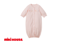 ミキハウス どうぶつ刺繍ツーウェイオール ピンク－50～70cm  （40-2689-689） 【 ミキハウス mikihouse 子供服 子ども服 ツーウェイオール 白 ピンク ブルー 上品 柔らかい 丈夫 長持ち 綿100％ シンプル ギフト お祝い プレゼント ベビー 国産 日本製 安心 安全 】
