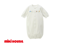 ミキハウス どうぶつ刺繍ツーウェイオール 白－50～70cm  （40-2689-689） 【 ミキハウス mikihouse 子供服 子ども服 ツーウェイオール 白 ピンク ブルー 上品 柔らかい 丈夫 長持ち 綿100％ シンプル ギフト お祝い プレゼント ベビー 国産 日本製 安心 安全 】