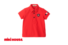 ミキハウス エンブレム半袖ポロシャツ 赤－130cm（10-5510-495） 【 ミキハウス mikihouse 子供服 子ども服 半袖ポロシャツ 赤 紺 上品 柔らかい 丈夫 長持ち シンプル ギフト お祝い プレゼント キッズ 親子コーデ 国産 日本製 安心 安全 】