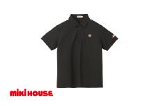 ミキハウス エンブレム半袖ポロシャツ 大人用 黒－L （10-5573-496） 【 ミキハウス mikihouse 大人用 半袖 ポロシャツ 紺 黒 上品 柔らかい 丈夫 長持ち シンプル ギフト お祝い プレゼント スポーツ ゴルフ 親子コーデ 国産 日本製 安心 安全 】