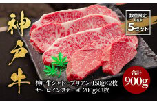 【2025年11月配送】神戸牛シャトーブリアン150g×2枚・サーロインステーキ200g×3枚 計900g【神戸ビーフ 神戸牛 但馬牛 世界農業遺産 ブランド和牛 国産 和牛 牛肉 お肉 赤身 シャトーブリアン ヒレ サーロイン ステーキ 希少部位 数量限定 人気 おすすめ 冷凍】