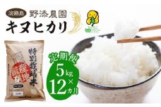 【定期便】野添農園のキヌヒカリ 5kgｘ12ヶ月「ひょうご安心ブランド」精米 白米 お米