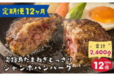 【定期便12ヶ月】淡路島たまねぎどっさりジャンボハンバーグ 200g×12個　人気 冷凍 淡路島玉ねぎ100％ 個包装 小分け 牛肉 豚肉