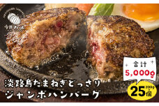 淡路島たまねぎどっさりジャンボハンバーグ 200g×25個　人気 冷凍 淡路島玉ねぎ100％ 個包装 小分け 牛肉 豚肉