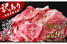 【訳あり】【定期便3ヶ月】淡路牛 切り落とし 3㎏ (300g×10パック）