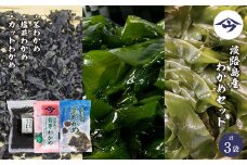 淡路島産 わかめセット（茎わかめ、塩蔵わかめ、カットわかめ）各1袋