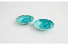 【Awabi ware】輪花皿S ペアセット（トルコ青×２） 《決済から3ヶ月前後で発送》