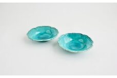 【Awabi ware】輪花皿S ペアセット（トルコ青×２） 《決済から3ヶ月前後で発送》