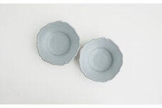 【Awabi ware】輪花中深皿 ペアセット（青マット×２） 《決済から3ヶ月前後で発送》