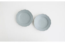 【Awabi ware】輪花皿M ペアセット（青マット×２） 《決済から3ヶ月前後で発送》