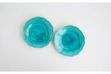 【Awabi ware】輪花皿M ペアセット（トルコ青×２） 《決済から3ヶ月前後で発送》