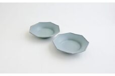 【Awabi ware】八角中深皿 ペアセット（青マット×２） 《決済から3ヶ月前後で発送》