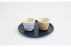 【Awabi ware】掛け分け蕎麦猪口・大 ペアセット（ベージュ・パープル） 《決済から3ヶ月前後で発送》