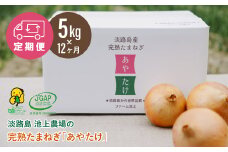【定期便】淡路島 池上農場の完熟たまねぎ「あやたけ」5kg　12ヶ月コース