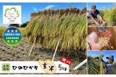 自然栽培　ひのひかり（玄米）　5kg 《無選別品のため訳アリ》