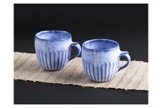 AD3　鎬手 マグカップ ペア【 湯飲み 湯呑 マグ ペアカップ カップ 波賀焼 焼物 窯元 シンプル 手作り 素朴 ブルー 青 】