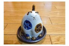 AD4　ネコの香立 【 香立て 香立 お香 猫 ねこ ネコ 焼物 置物 インテリア キャンドルスタンド キャンドル スタンド 手作り 】