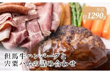 J22　但馬牛 ハンバーグ と 宍粟 ハム の 詰め合わせ 【 但馬牛 和牛 ブランド牛 国産 ハム ウインナー 牛肉 豚肉 贈り物 ギフト 冷凍 セット レストラン 】