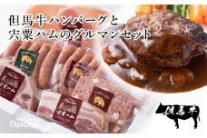 J27　但馬牛 ハンバーグ と 宍粟 ハム の グルマン セット　【 但馬牛 国産 和牛 黒毛和牛 ハム デミグラスソース 冷凍 牛肉 豚肉 ハム ウインナー 贈り物 ギフト セット レストラン 】