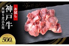 【お試し用】【神戸牛】角切り　煮込み用　500g(250g×2P)〔 牛肉 国産牛 和牛 お肉 肉 霜降り おすすめ 高級 グルメ お祝い 冷凍 〕