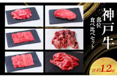 【神戸牛】部位食べ比べセット　計約1.2kg　しゃぶしゃぶ・ステーキ・焼肉・煮込み〔 やきにく BBQ 牛肉 国産牛 和牛 お肉 肉 霜降り おすすめ 高級 グルメ お祝い 冷凍 〕