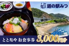 H-200【お食事券】道の駅みつレストラン「ととなや」3,000円分