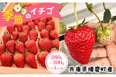 [№5359-0012]兵庫県播磨町産 季節のイチゴ(280～300g)×4パック