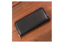 本革 ピット鞣しラウンドファスナー 財布 日本製 レザー 革製品 WH-14 ブラック