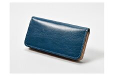 本革 手縫いウォレット日本製 レザー 革製品 高級 Bliss ピット鞣し WH-15 ブルー
