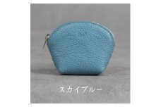 本革 ラウンドミニポーチ 日本製 レザー 革製品 小物 収納 Liete WH-20 スカイブルー