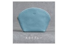 本革 ラウンドポーチ 日本製 レザー 革製品 ポーチ 化粧ポーチ 旅行 トラベル 出張 Liete WH-22 スカイブルー