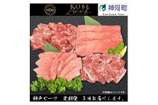 ＜発送月固定定期便＞兵庫県の厳しい基準をクリアした「神戸ビーフ」を少しずつ小分けにしてお届け!全3回【4003317】