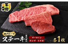 ＜牧場直営店玉家＞兵庫県産神戸ビーフサーロインステーキ200g　ランプ、イチボステーキ100g各1枚【1131674】