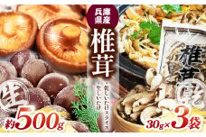 生椎茸「しいたけ小町」500gと乾しいたけ(ｽﾗｲｽ)3袋ｾｯﾄ | 兵庫県 上郡町 兵庫県産 しいたけ 椎茸 きのこ 茸 