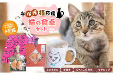 【猫の食卓セット】猫のマグカップ、にゃんこの箸置き、にゃんこの恵味、猫のミニタオル | マグカップ タオル 箸置き 焼き物 ネコ 猫 陶器 兵庫県 上郡町