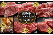 【但馬牛肉プレミアム定期便（計5回）】※月に1回お届け。配送日の指定はできません。日本の黒毛和牛のルーツは香美町にあり 但馬牛は神戸牛、仙台牛、飛騨牛のルーツ牛 大人気 サーロイン ロース カルビ ヒレ 牛肉 焼肉 すき焼き しゃぶしゃぶ ステーキ ハンバーグ コロッケ 切り落とし 赤身 ブランド 和牛 但馬 神戸 香美町 村岡 但馬牛専門店 牛将村岡ファームガーデン 260000円 02-30