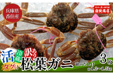 【先行予約】【兵庫県香住産 訳あり 活 松葉ガニ 生 3枚（計約1.2～1.5kg）冷蔵】令和8年2月以降、水揚げ次第順次発送予定 ※足が1～2本折れたカニが混じります カニの本場 新鮮 かに カニ 蟹 国産 刺身 しゃぶしゃぶ 焼きガニ カニ鍋 かにすき 脚 足 爪 身 肩 大人気 人気 ふるさと納税 返礼品 兵庫県 香住 柴山 ズワイガニ  かに 宿院商店 51000円 33-26